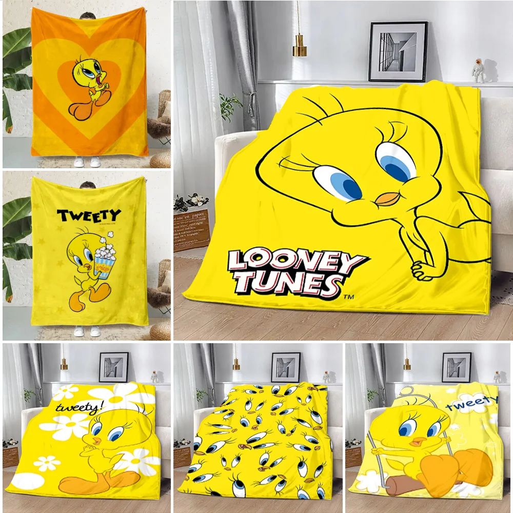 Cute Cartoon T-TweetyS Birds Printed Blanket Picnic Blankets Warm Blanket Soft and Comfortable Blanket Home Travel Birthday Gift