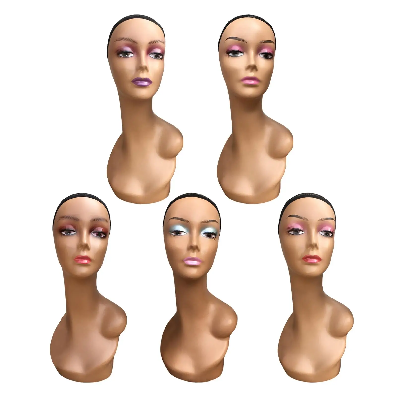 

Female Bald Mannequin Head Long Neck Durable Manikin Wig Head Stand Hat Display Rack for Necklace Wigs Displaying Making Styling