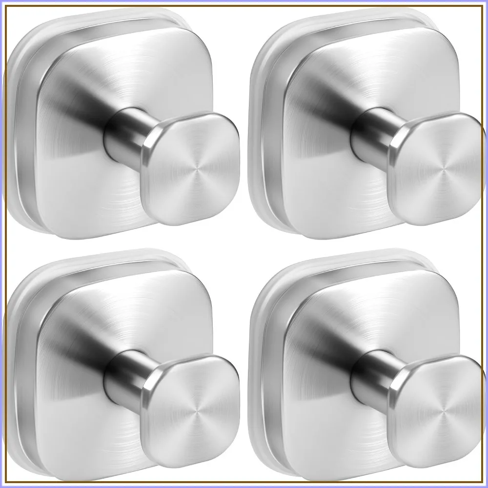 Suction Cup Hooks for Shower, No-Drill Towel Hooks for Bathroom, Kitchen, Glass Door, Mirror, Tile, Hanging Towels, Robe, Loofah, Christmas Wreath, 4 Pack
