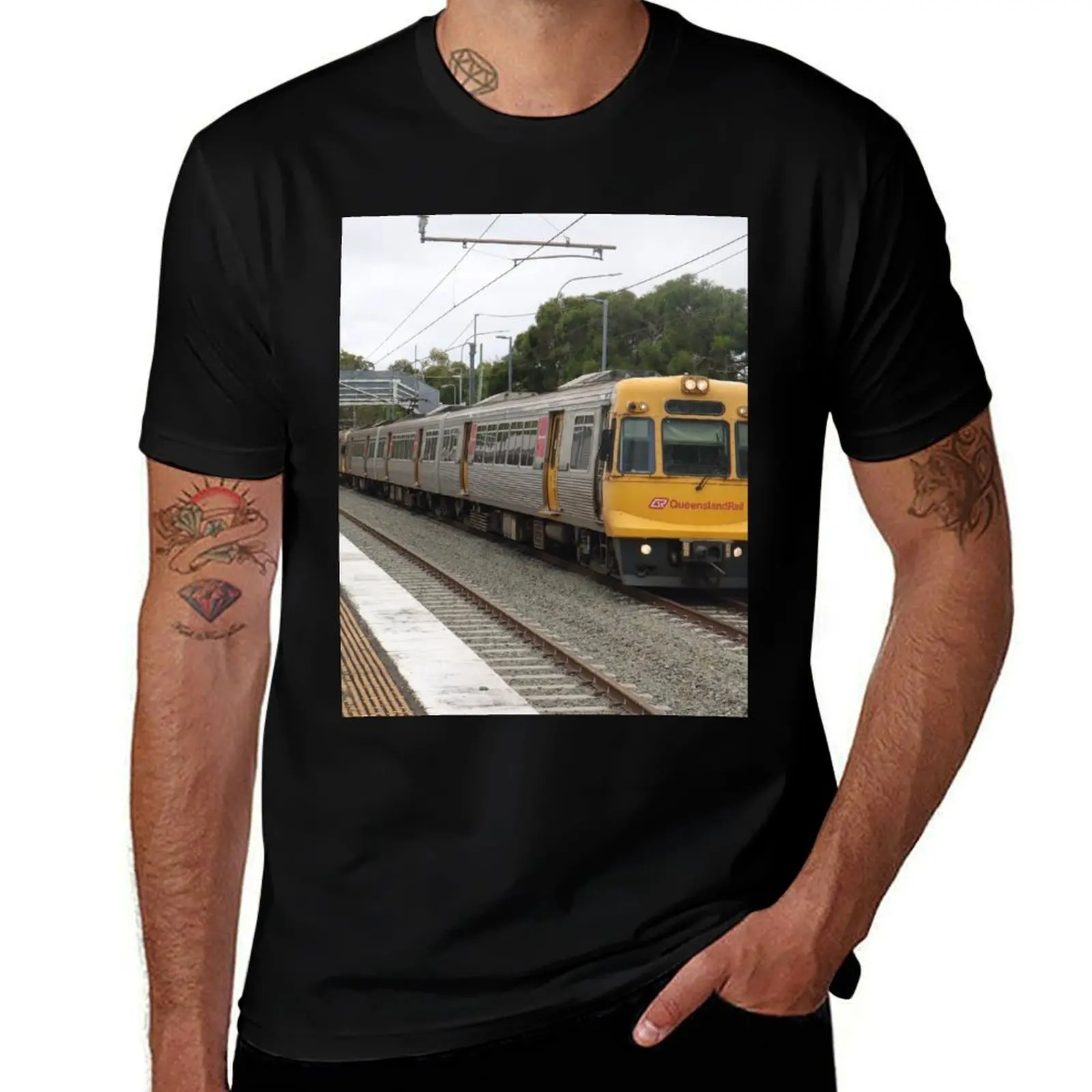 

Queensland Rail EMU 47 at Trinder Park, Brisbane, Australia T-Shirt t shirts with prints t shirts cotton 100% man tshirt T-Shirt