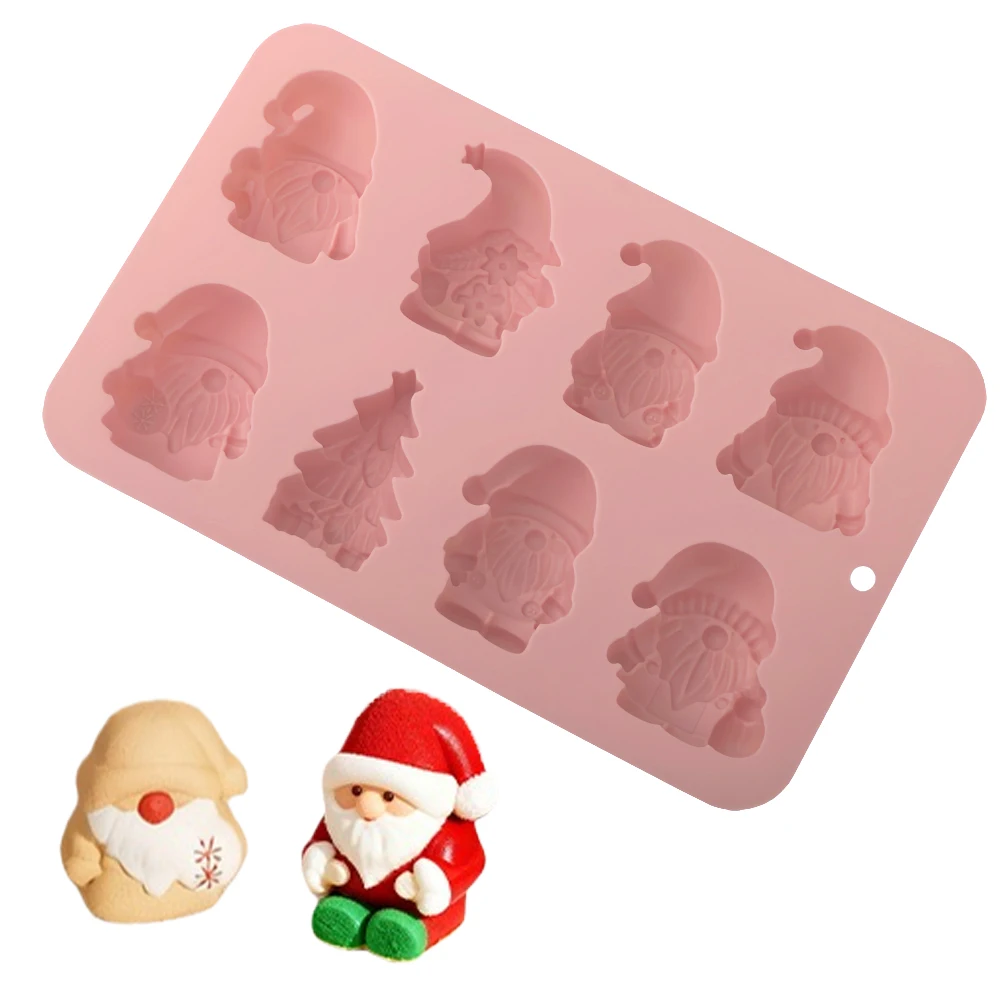 Christmas Dessert Decoration Silicone Chocolate Molds Santa Claus Design Candy Mold Kitchen Bakeware Silicone Choco Molds