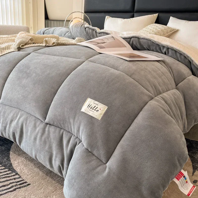 

New Thicken Milk Fleece Winter Blanket Warm Artificial Lamb Cashmere Weighted Blankets for Bed Soft Warmth Comforter Duvet Core