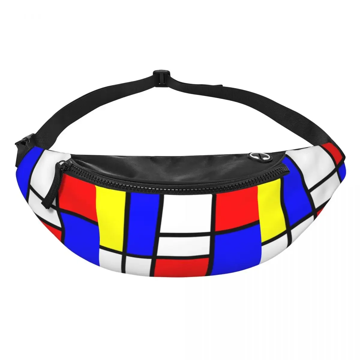 Fashion Geometric Modern Mondrian Fanny Pack Women Men Color Art Plaid Crossbody Waist Bag for Traveling Phone Money Pouch