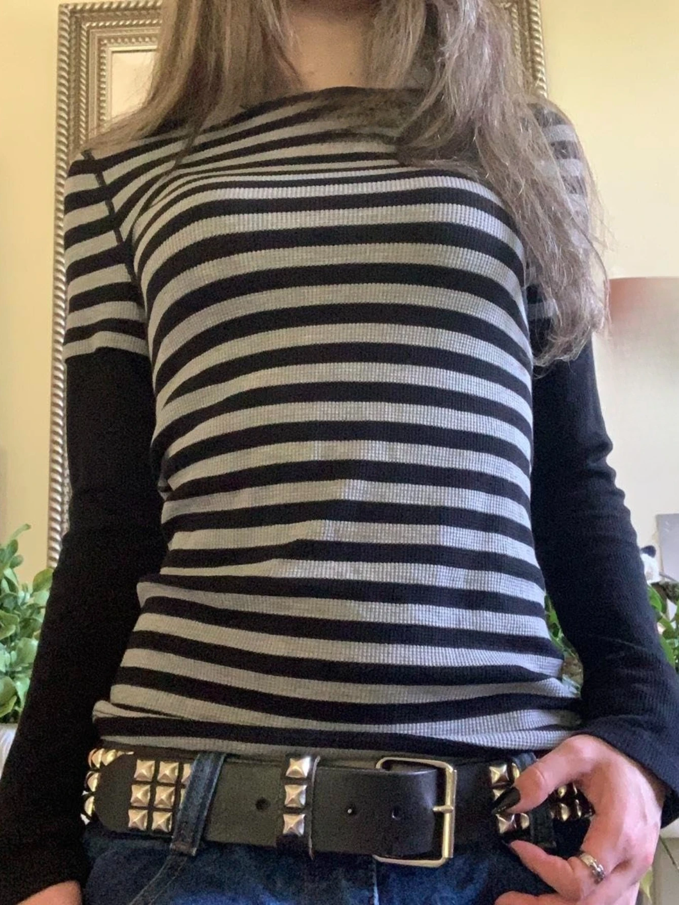 Y2k Emo Women Streetwear Acubi Girl StripedTops Long Sleeve Vintage Aesthetics Harajuku Goth Fairy Grunge 2000s Alt Clothes
