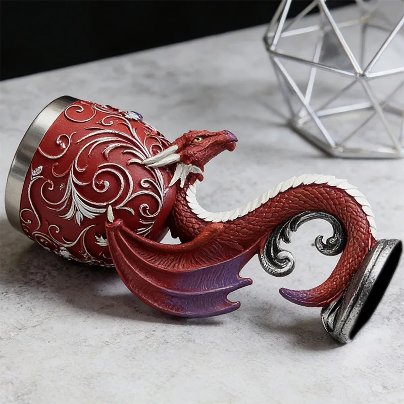 Personalized 3D Stainless Steel Goblet Cup Animal Dragon Unicorn Cat Skull Wolf Wine Cup Beer Coffee Mug Home Office Work Decor