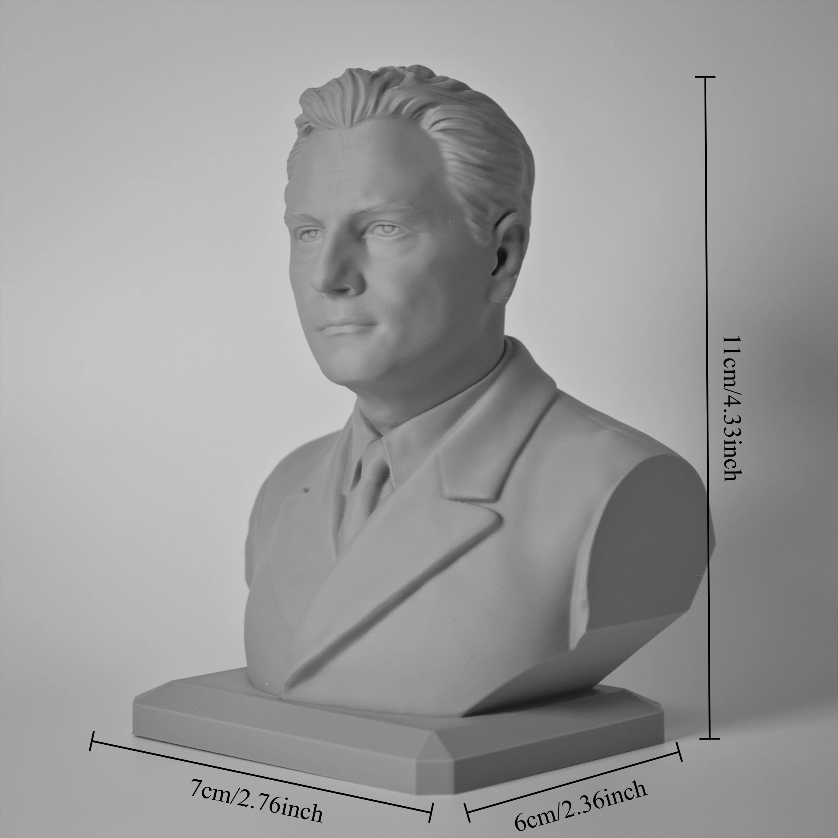 11x7x6cm Mid 20th Century Historical Figure Bust Sculpture Sabourin Bust Model 3D Printed Desktop Ornament for Collection Craft