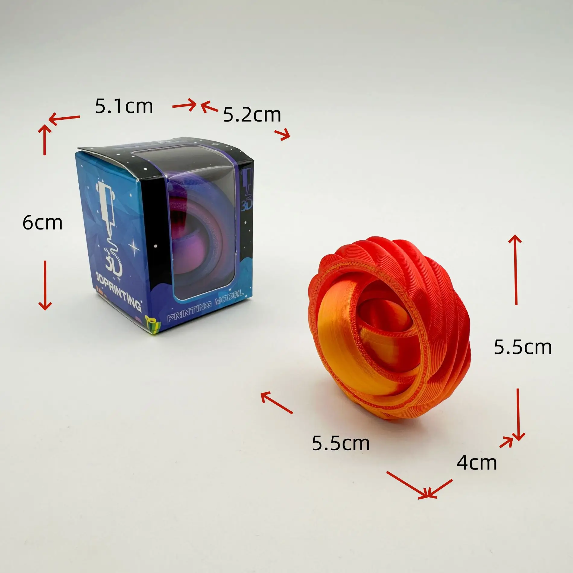 Cool 3D-geprint Spin Ball-speelgoed in kleurendoos O-vorm Universele Fidget Spinner Zwaartekracht Spin Verlicht angst Stress Relief Cool speelgoed