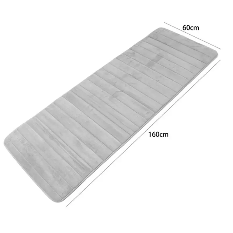 ABFU-3X Memory Foam Soft Bath Mats - Non Slip Absorbent Bathroom Rugs Extra Large Size Runner Long Mat 60X160cm, Grey