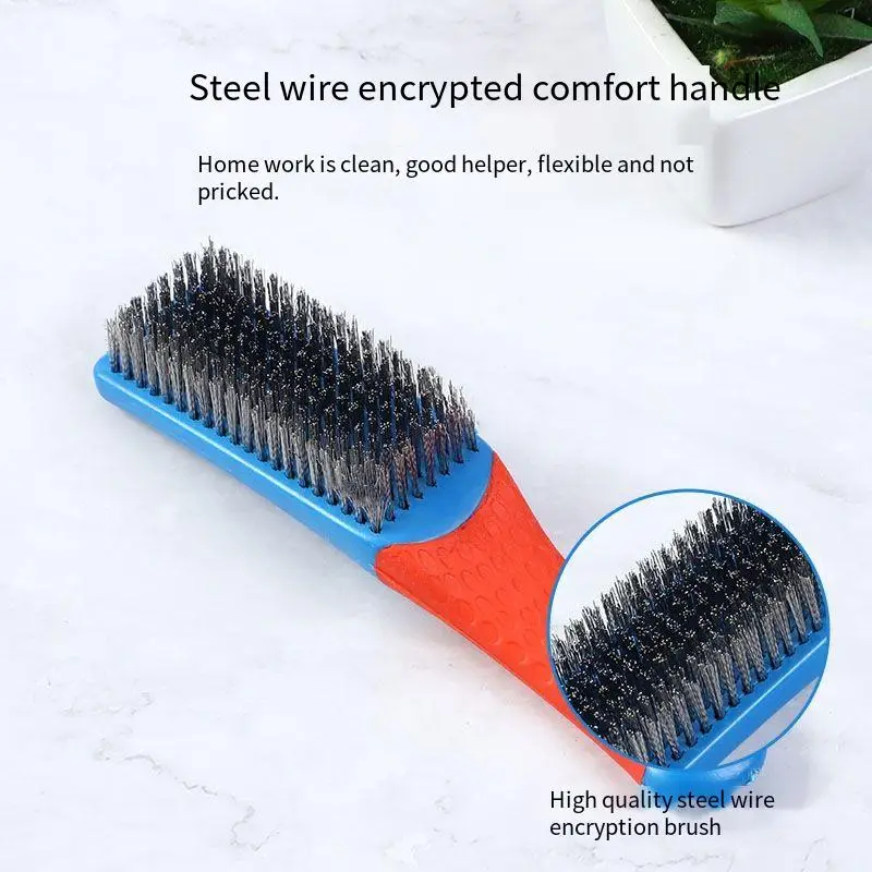 Steel Wire Stationery Brush With Silicone Handle Stainless Steel Wire Paint Removal Rust Removal Polishing Cleaning Tool