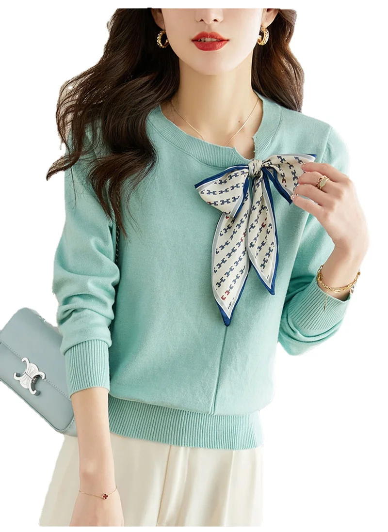 

Women's Blue Sweater In Autumn New Blue Pullovers Woman Knitwear Top