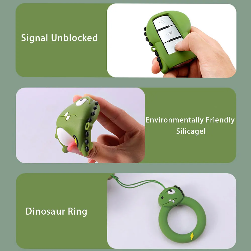 1PC Dinosaur Car Key Case Cover Holder With Keychain Interior Accessories Fit For Volkswagen VW Passat CC 3C B6 B7 Car Styling