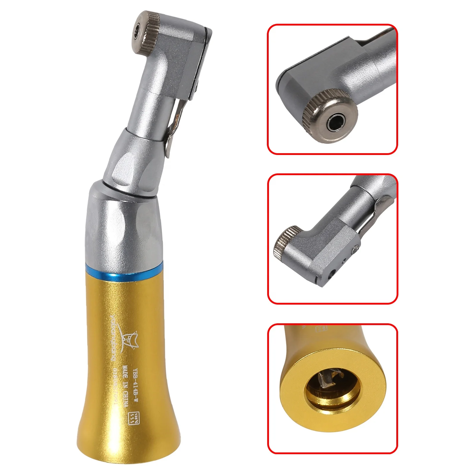 Hot Selling! den tal 1:1 Slow Low Speed Contra Angle Latch Latch 2.35mm Bur Handpiece fit NSK E-type Motor Gloden