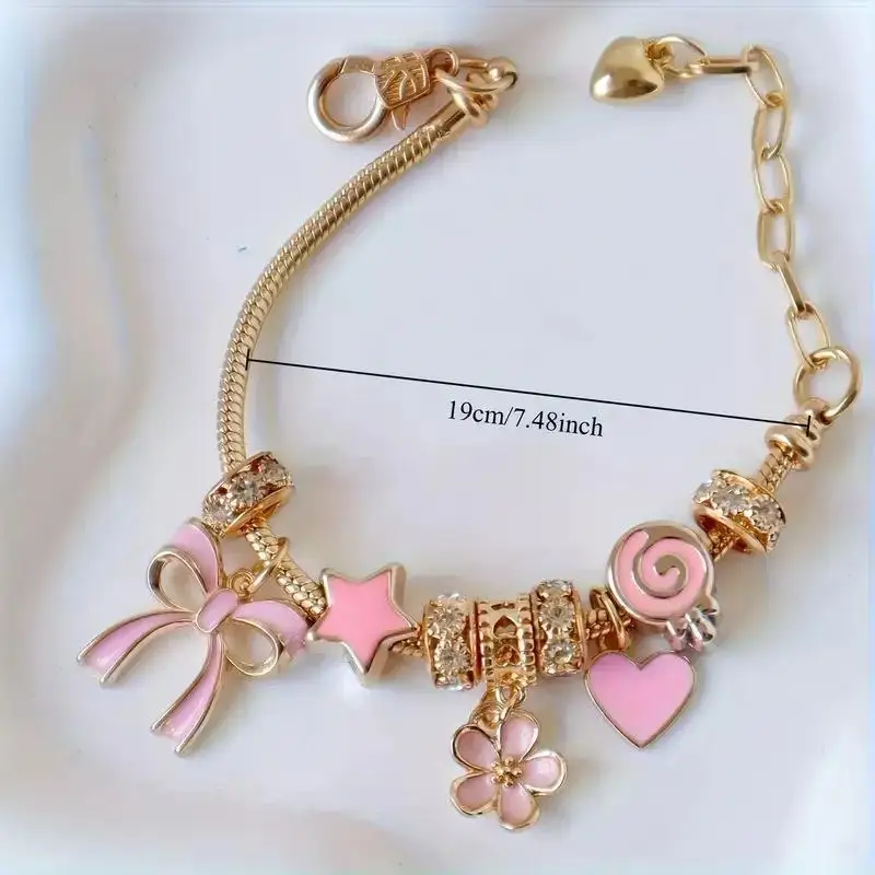 1Pcs Adjustable Heart Bracelet Fashion Bow Detail Comfortable Wear Jewelry for Women Vacation Gift for Daughter