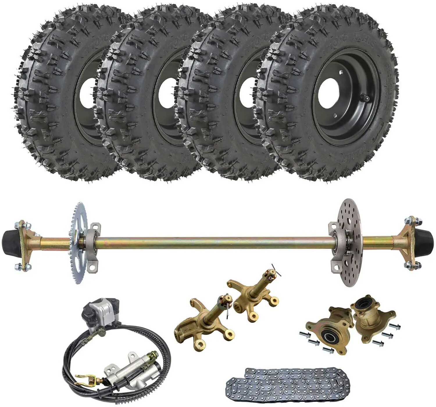 

29" Go Kart Live Rear Axle kit Chain Sprocket 6" Wheels DIY Scooter Trike Quad