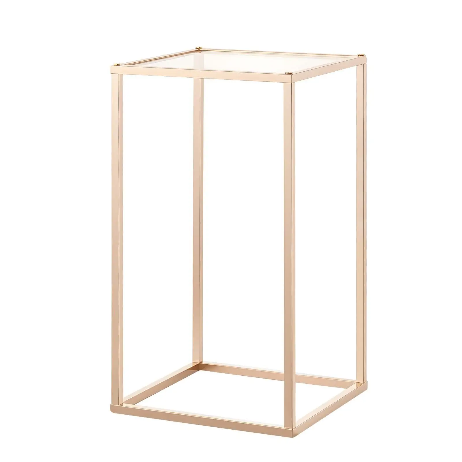 Wedding Flower Stand, 10PCS 15.75-inch Column Flower Stand, Floral Stands with Acrylic Laminate, Gold Rectangular Floral Display Rack for Wedding, Party, Birthday, Home, Gold Centerpiece Stands