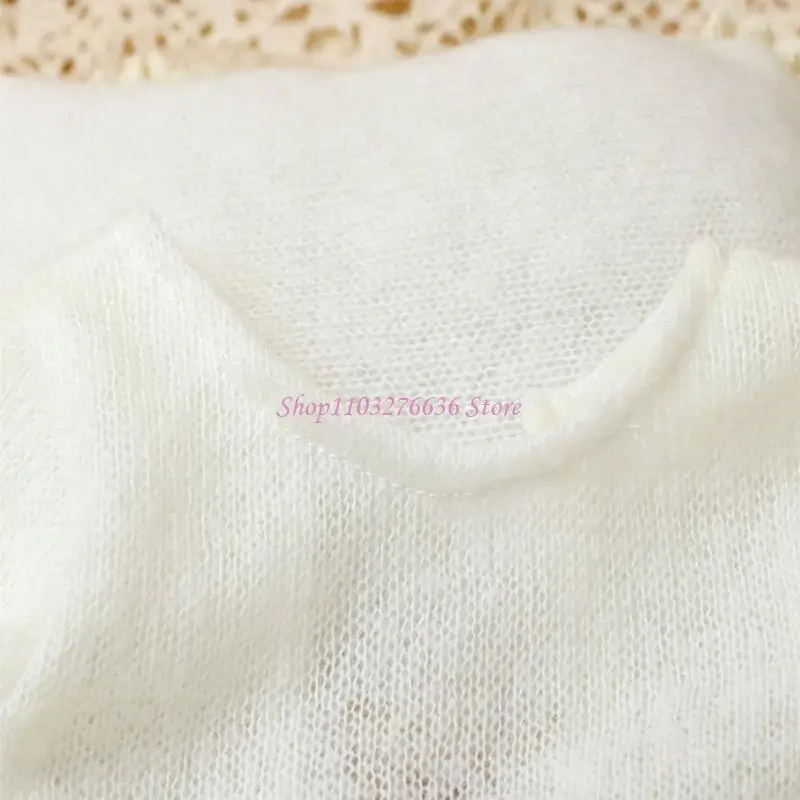 R6FD Baby Photography Backdrop Newborn Photoshoot Accessories Long Romper Hat Pillow
