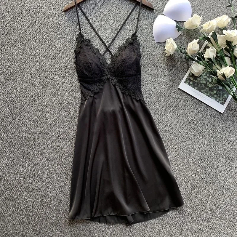 Sexy Pajamas Women's Silk nightgowns Ladies Summer loungewear woman set lencerias sexy sleepwear woman