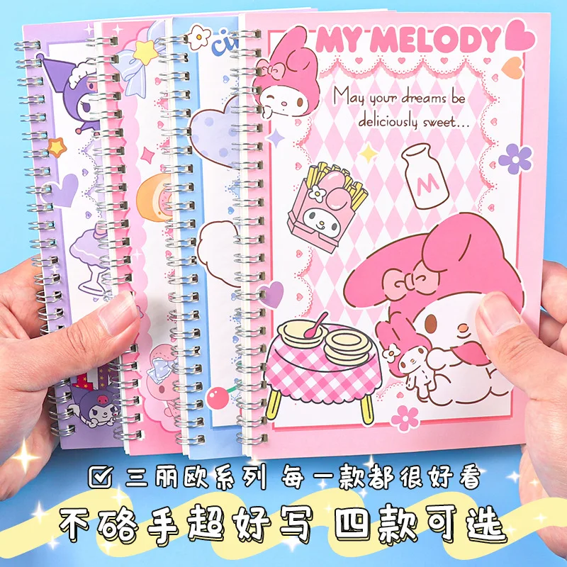 A5 Sanrio Coil Notebook 60 Pages Mymelody Kuromi Cinnamoroll Workbook Kawaii Student Diary Sketchbook School Office Accessories