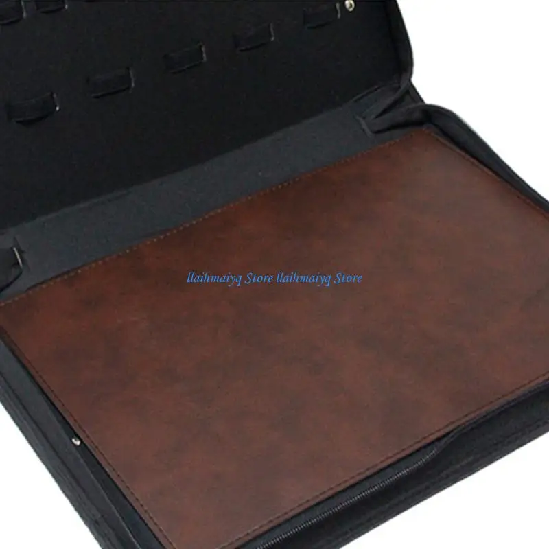 573B Hairdressing Equipment Storage Bag PU Leather Case 24 Scissor Compartments