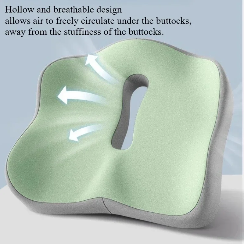 Ergonomic Memory Foam Seat Cushion, Pressure Relief 3D Chair Pad with Washable Cover for Office & Car Use