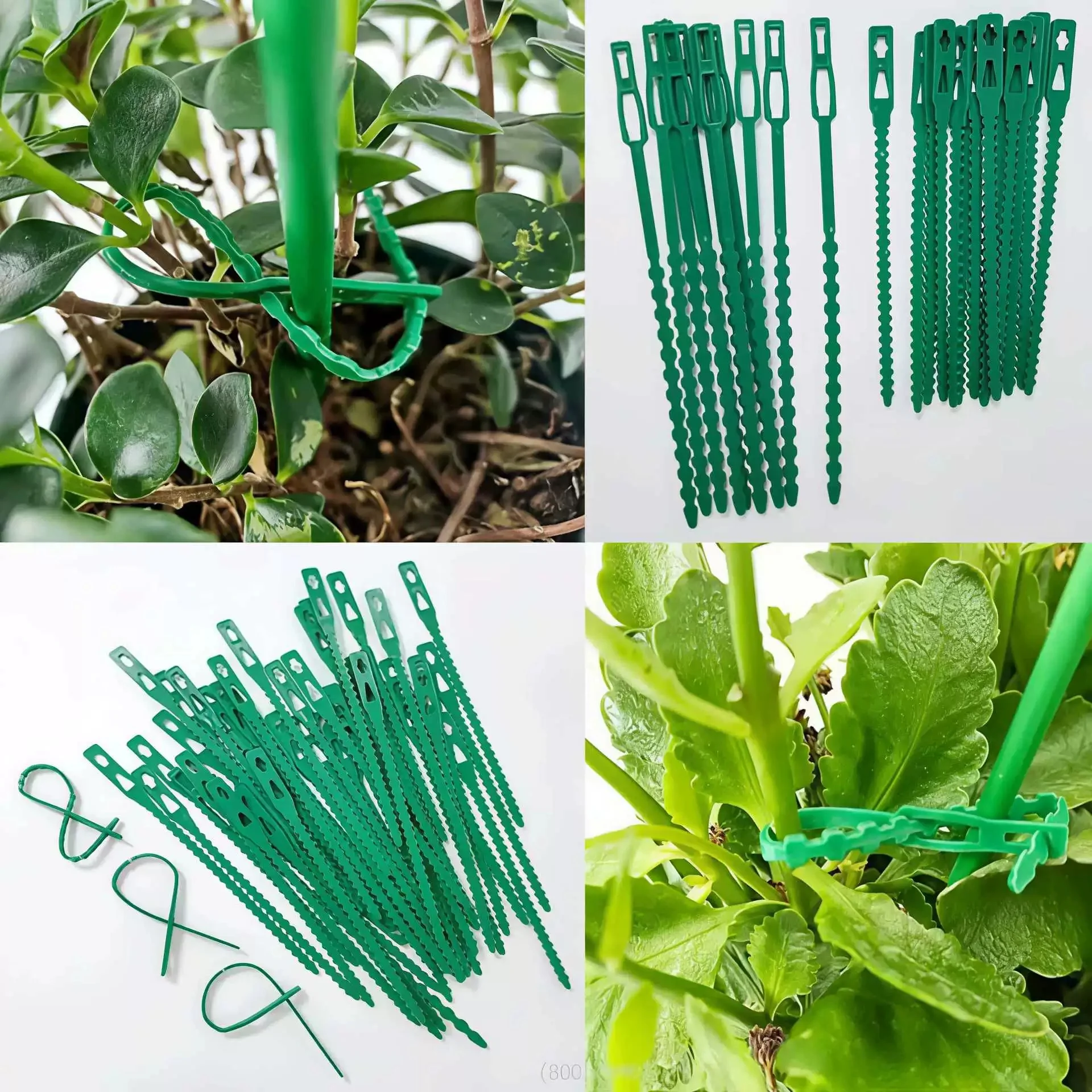 100Pcs Adjustable Zipper Cables Plant Ties - Flexible Green Multi-Function Sturdy Garden Twist Tie for Plant Support, Tree