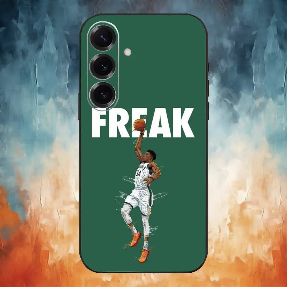 Capa de telefone basquete g-grego f-freak 34 para samsung galaxy a73, a72, a71, a70, a53, a52, a51, outras capas pretas macias