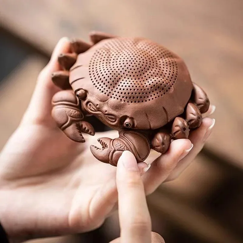 Creative Crab Tea Leaks Purple Clay Tea Pet Ornament Kung Fu Tea Stand Accessories Decoration