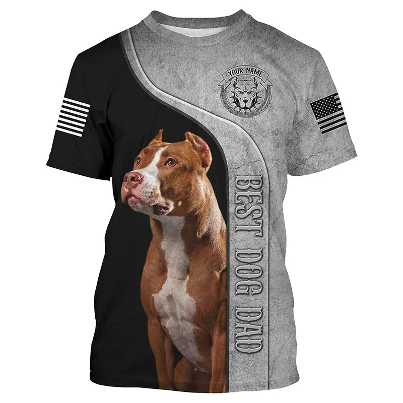 3D Rottweiler Printed Men\'sT Shirt Summer Casual Breathable O Neck Short Sleeves Street Tops Custom Name Kid Men Clothing