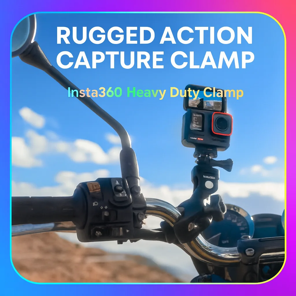 Insta360 Heavy Duty Clamp Mount | Durable Grip Holder for Cameras | Compatible with GO Ultra, X5, Ace Pro 2, X4, GO 3S, Ace,