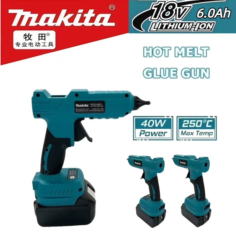 

Беспроводной электрический ручной клеевой пистолет Makita для ремонта и DIY, термопистолет для сварки, с насадкой против ожогов