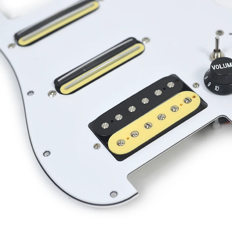 ST Electric Guitar Double Coil Pickup SSH Guitar Pickguard with Silence Switch/3.5 jackLoaded Prewired Black White