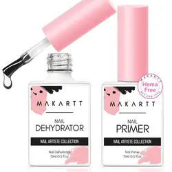 2 pezzi di preparazione delle unghie naturali senza acidi disidratati e Primer per Bond Makartt 15ml di Gel per unghie disidratatore per unghie e forniture di Primer