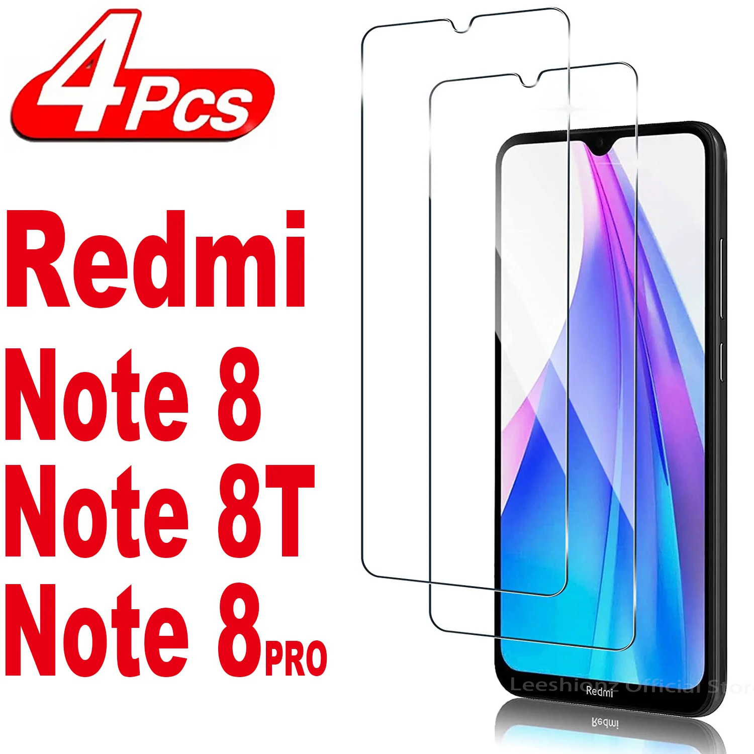 Vetro proteggi schermo 2/4 pezzi per Xiaomi Redmi Note 8 Pro 8T 8Pro 2021 pellicola in vetro temperato