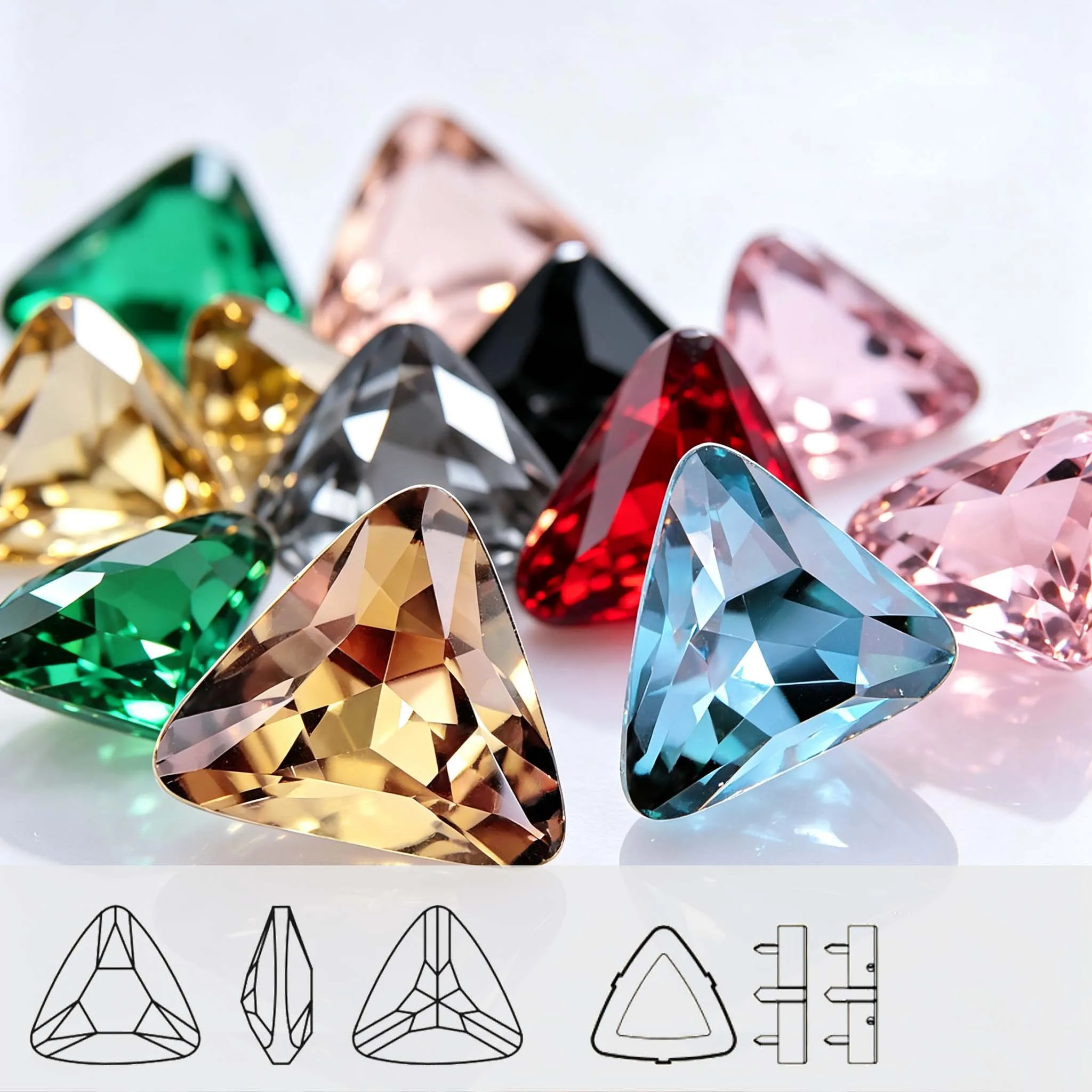 4727 K9 Crystal 23MM Crystal Glass triangle Fancy Stones fashion point back crystal rhinestones for Jewelry Garment