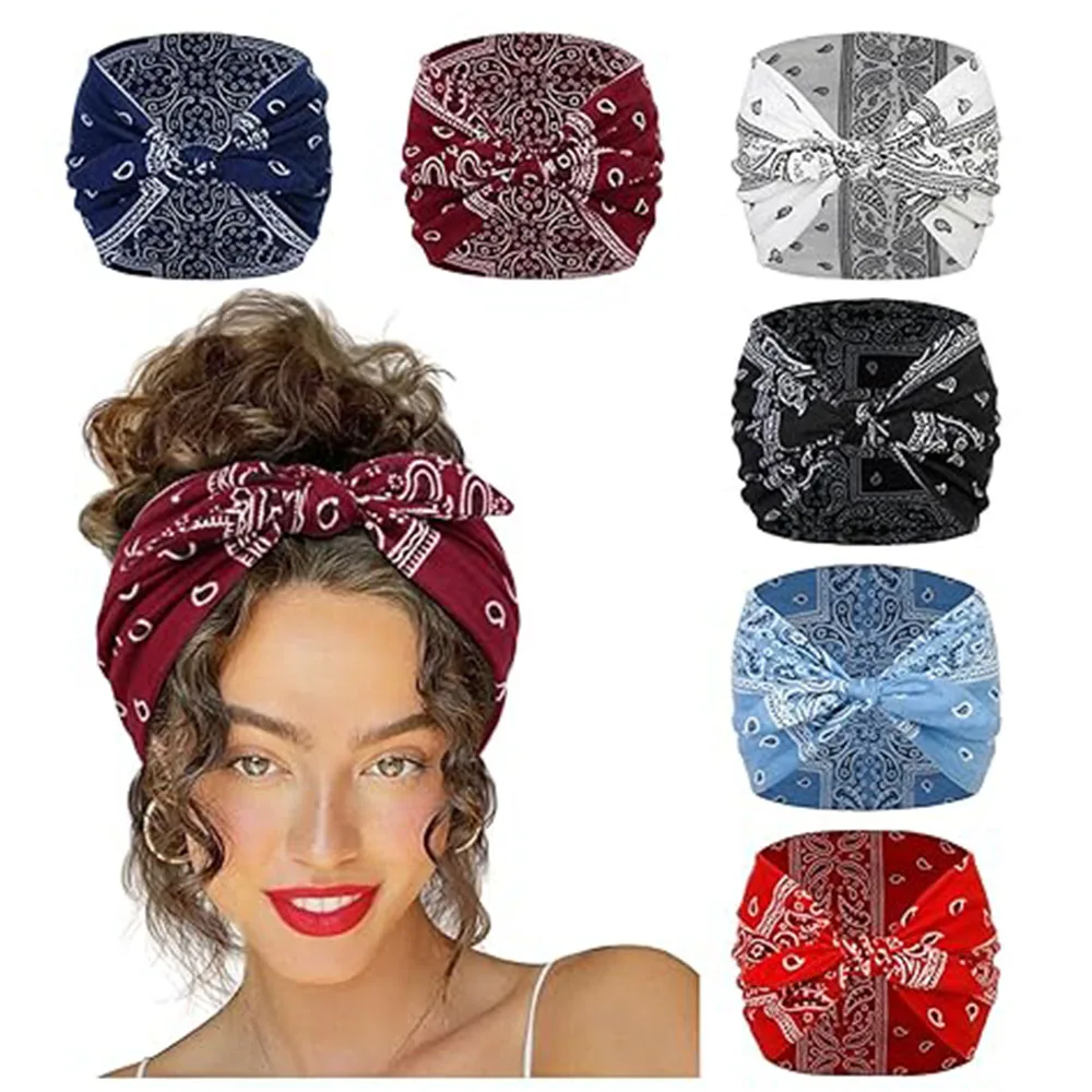 1/6 Packs Bow Headbands for Women Extra Wide Head Bands for Women’s Hair Non Slip Headwraps Workout Turban Hair Accessories