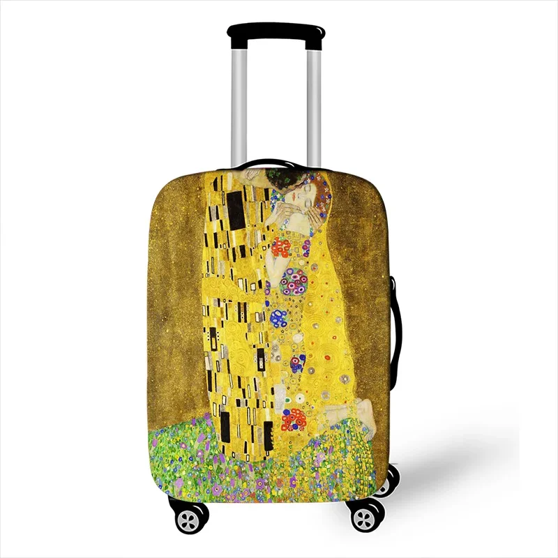 Oil Painting Tears / Kiss By Gustav Klimt Luggage Cover Women\'s Travel Elastic Luggage Dust Cover Suitcase Cover