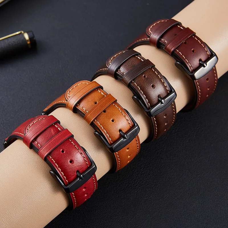 

Vintage oil wax Leather Strap For apple watch band 45mm 44mm 40mm 42mm 38mm belt bracelet iwatch series 8 7 SE Watchband UTHAI