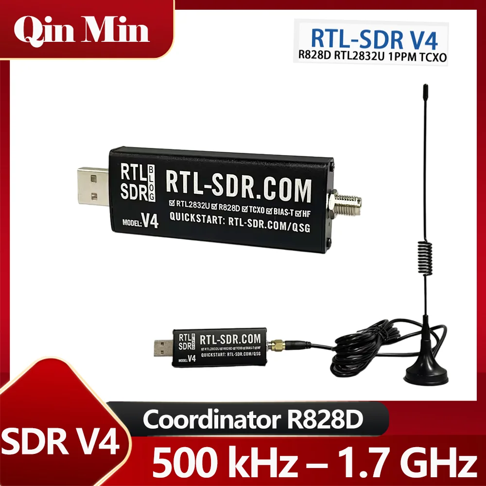 RTL-SDR Blog V4 Software Defined Radio With Dipole Antenna - R828D 1PPM TCXO