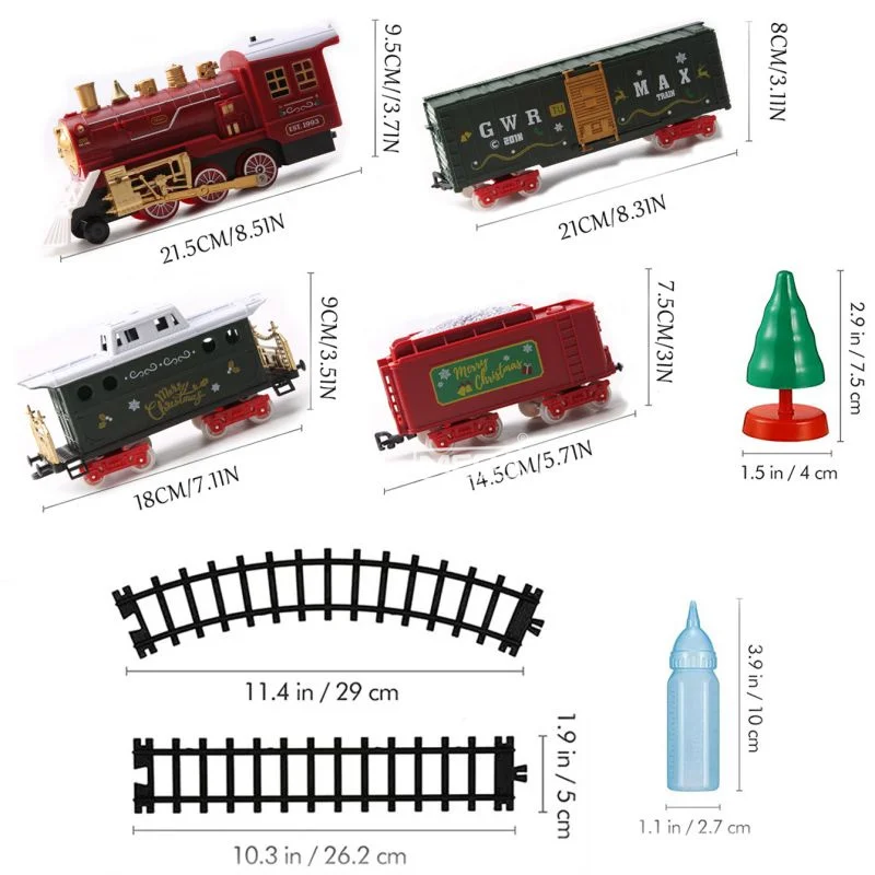 클래식 크리스마스 철도 기차 증기 기관차 세트, 빛과 소리 나는 전기 레일, 어린이 크리스마스 장난감, 새해 선물