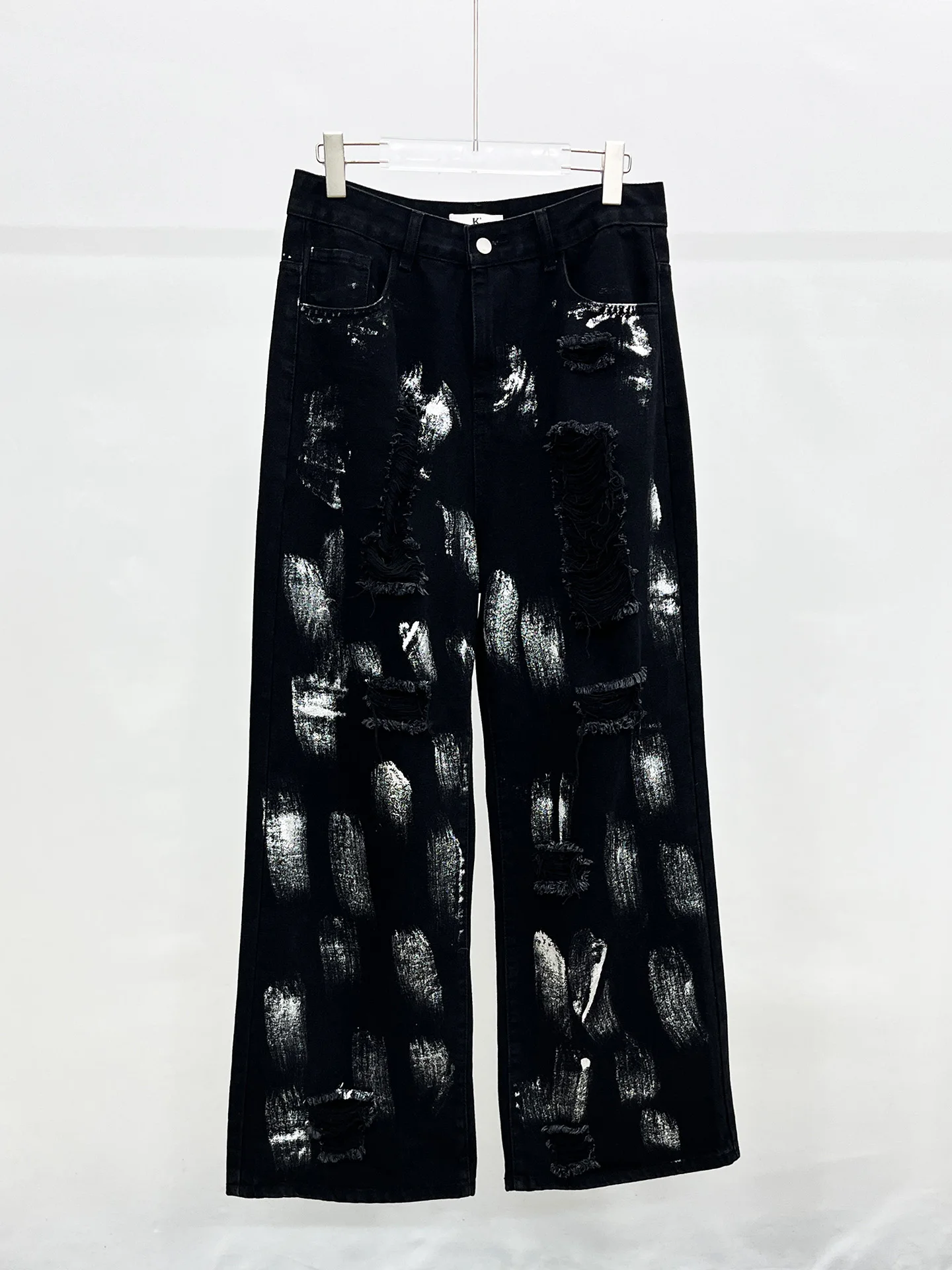 موضة جديدة ريترو الكتابة على الجدران تصميم الجينز الرجال 2025 أربعة مواسم ارتداء وسيم مستقيم واسعة الساق الدينيم السراويل الاتجاه سراويل جينز