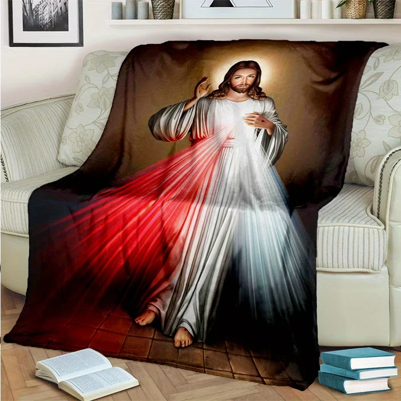 Cozy Jesus Flannel Blanket – Soft, Warm Throw for All-Season Comfort at Home or While Traveling