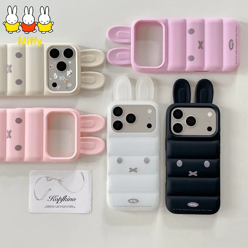 

Kawaii Miffy Phone Case with Cartoon Miffy Rabbit Ears 17Promax 16Pro 15 Plus 14 Promax 14 Pro 13 Promax 12 11