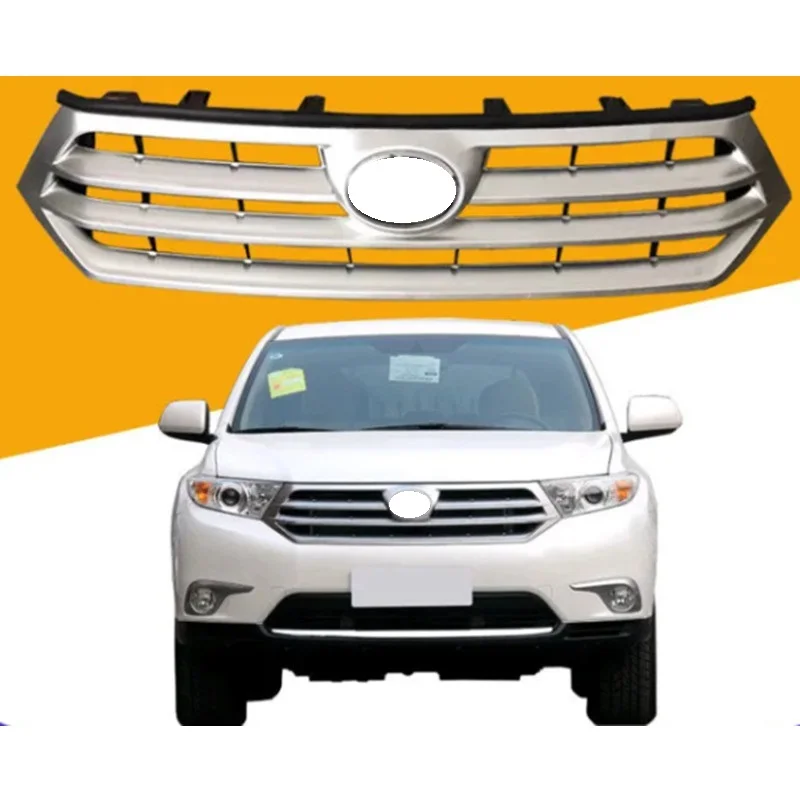 Bright black or silvery Front bumper grille For Toyota highlander 2012-2014