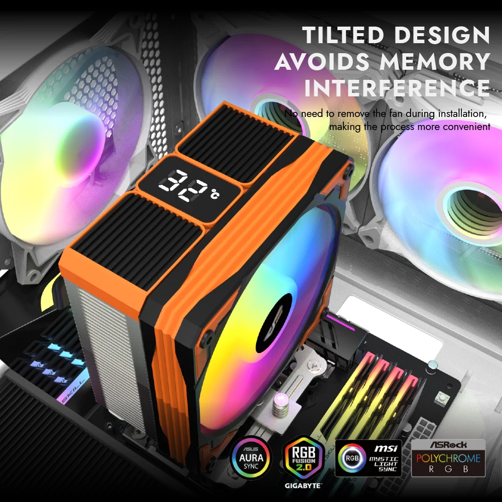 M400 cpu cooler 4 tubo de calor com display digital refrigerador de ar 120mm ventilador argb para intel lga 115x/1700/18xx amd am5 am4 ventilador