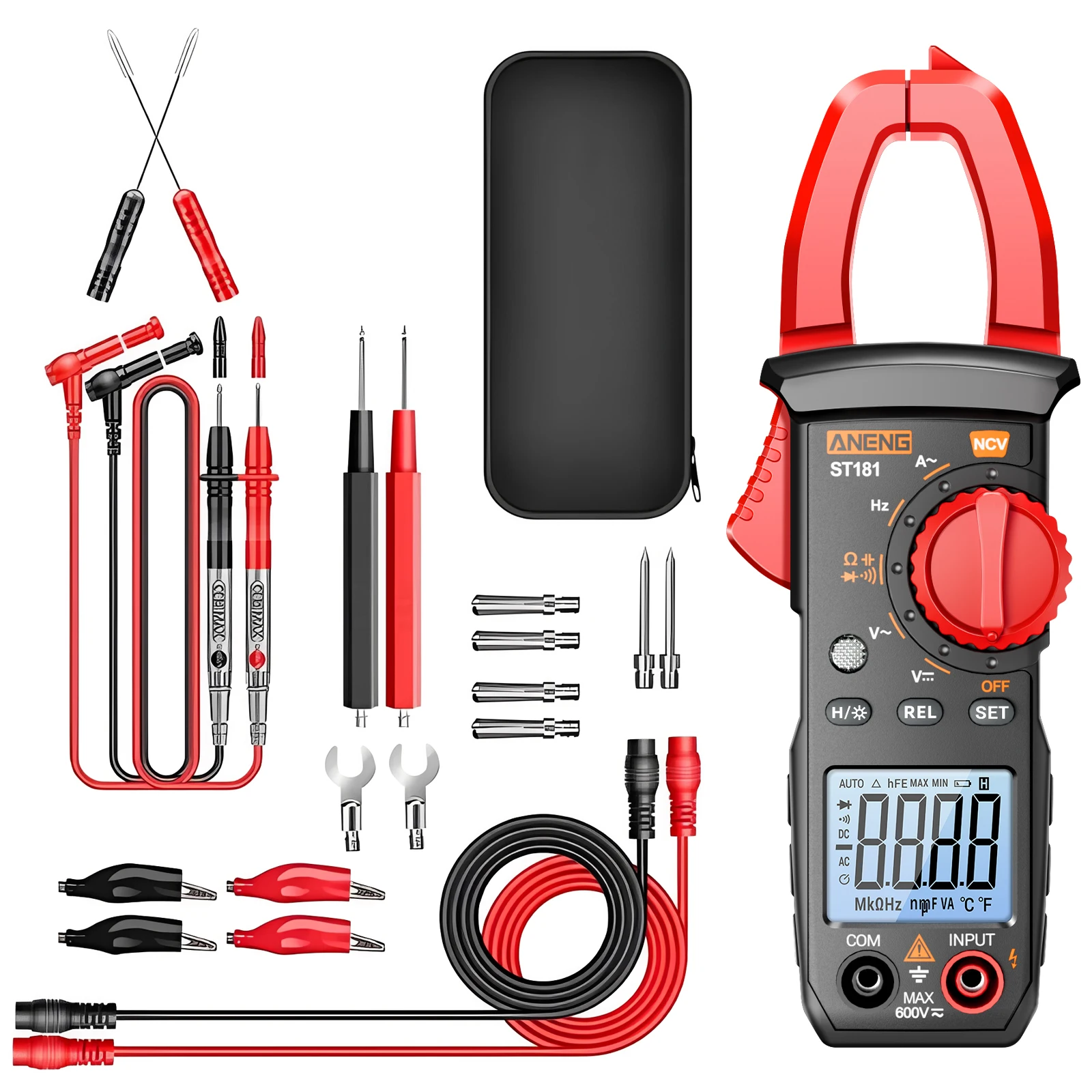 

ANENG ST181 Digital Clamp Meter Multimeter 4000 Counts NCV Measures Tester AC/DC Voltage Capacitance Resistance Tools