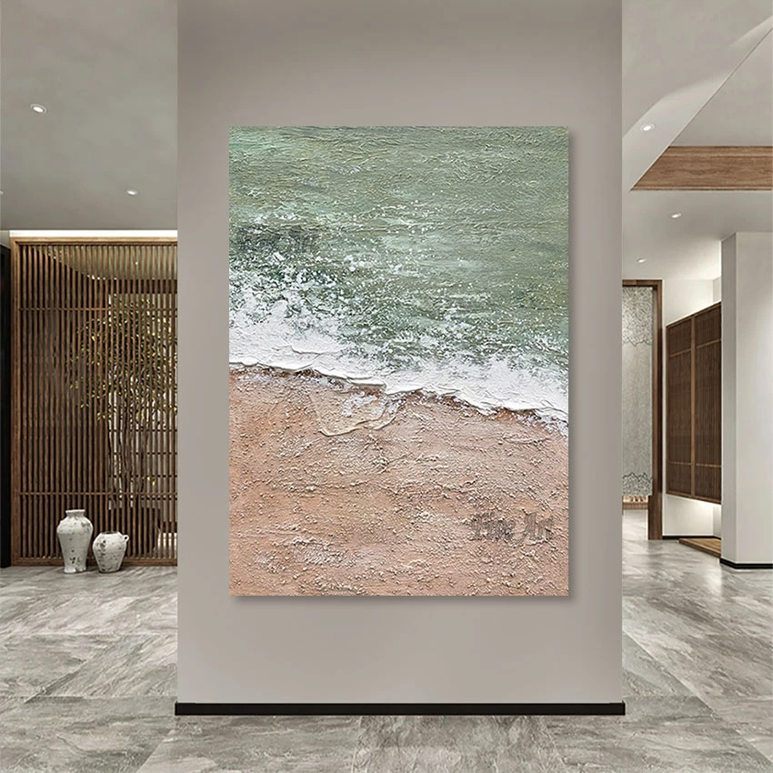 

Beach Scenery Canvas Knife, Abstract Oil Painting, No Frame, Home Interior Decoration Accessories, Modern Art Picture, Arrival