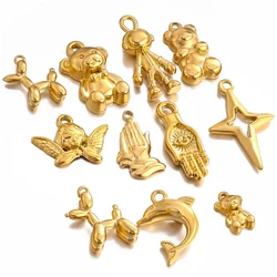 3Pcs/Lot Universe/Ocean/Animal Pendants Stainless Steel Astronaut/Star/Bears/Balloon Dog Charms DIY Craft Jewelry Making Finding