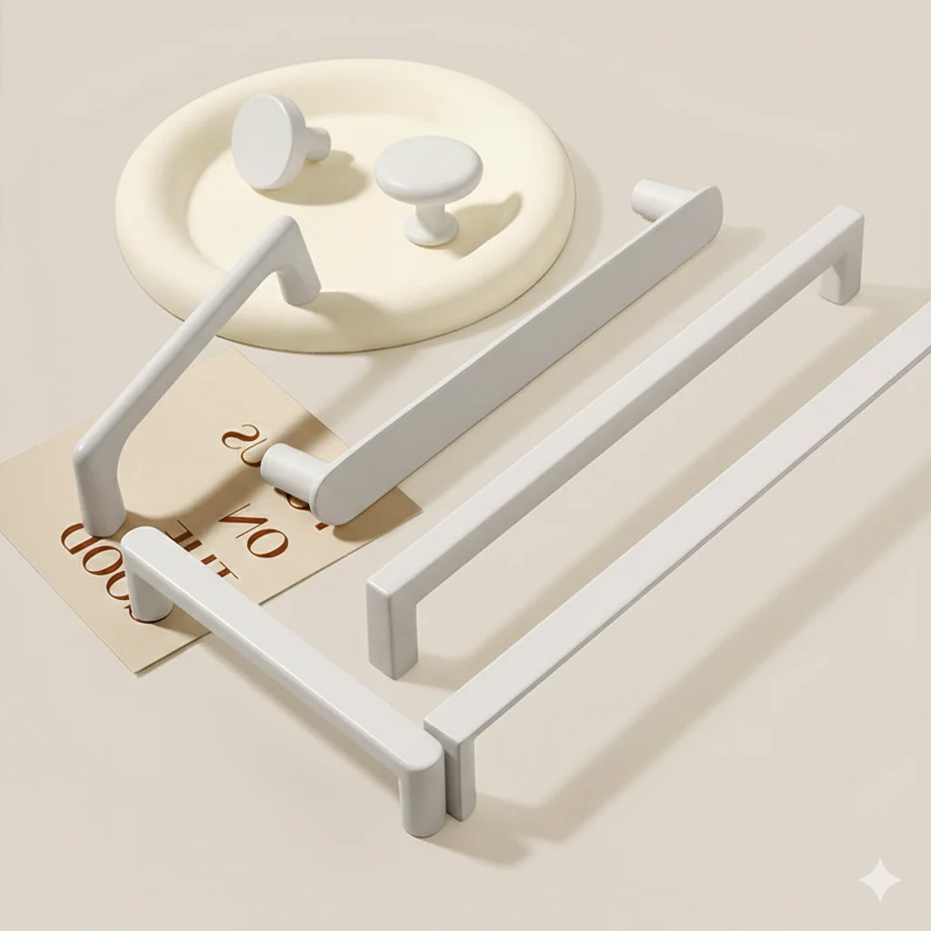 Simple and Stylish Milky White Cabinet Furniture Handle, Suitable for Drawers, Shoe Cabinets, Wardrobes, Cabinet Door Handles