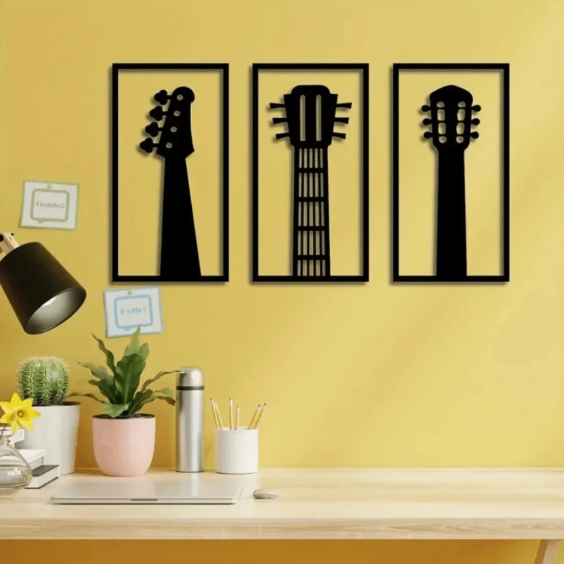 CIFBUY Set of 3 Metal Musical Instrument Wall Art Iron Band Musician Silhouette Rustic Black Hanging Decor Home LivingRoomStudio