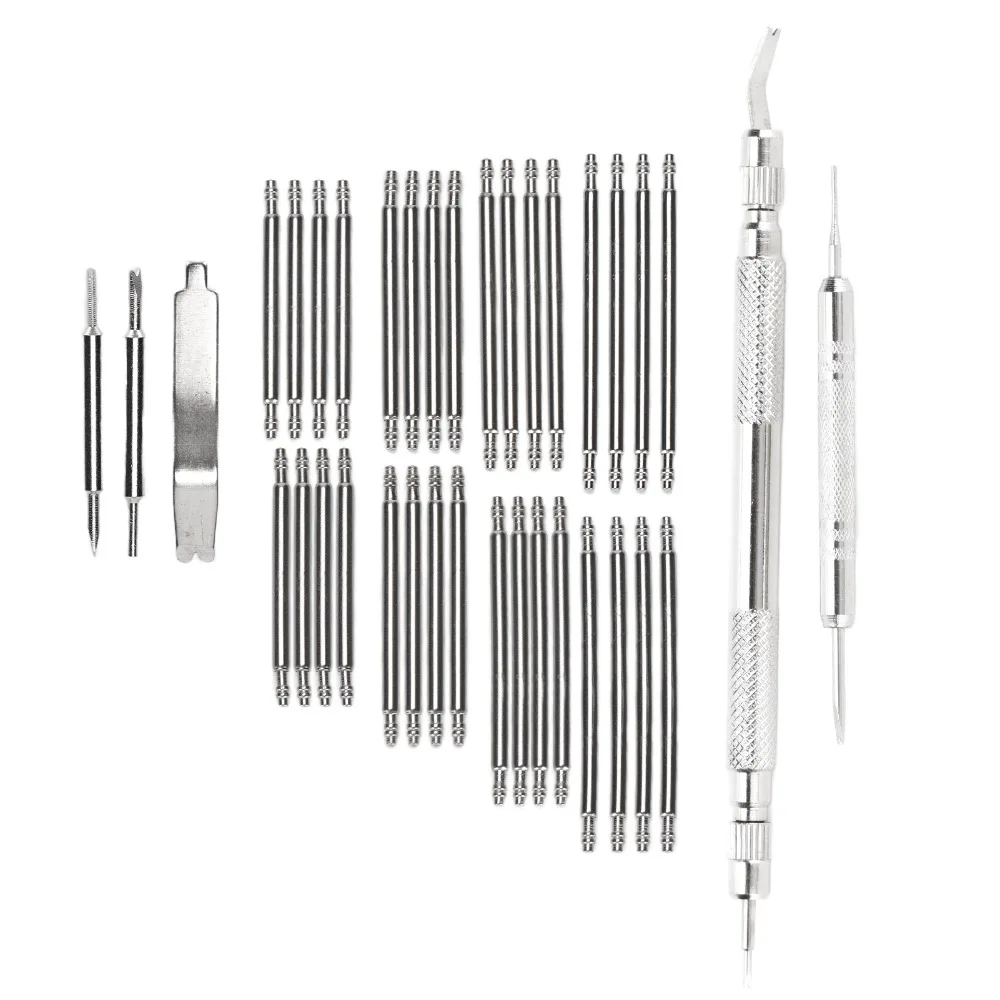37 Pcs Silver Watch Strap Link Pins Remover Tool Alloy Different Sizes Watch Repair Tool Kit Spring Bar Tool Set Watchmakers
